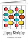 Happy Birthday Sister in Law Mid Century Retro Vintage Ovals Stars card