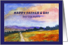 Happy Father’s Day Great Nephew Landscape Man Dog Mountains Watercolor card