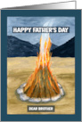 Happy Father’s Day Brother Bonfire Flames Smoke Mountains Painting card