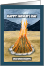 Happy Father’s Day Great Grandpa Bonfire Flames Smoke Mountains Art card