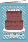 Happy Birthday Friend Double Chocolate Layer Cake Stripes Candles card