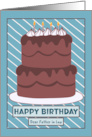 Happy Birthday Father in Law Double Chocolate Layer Cake Candle Stripe card
