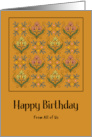 Happy Birthday From Group Art Nouveau Floral Botanical Flowers Pattern card