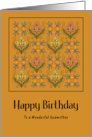 Happy Birthday Godmother Art Nouveau Floral Botanical Flowers Pattern card