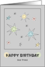 Happy Birthday Friend Mid Century Modern Space Age Retro Stars Shapes card