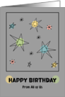 Happy Birthday From Group Mid Century Modern Space Age Retro Stars card