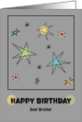 Happy Birthday Brother Mid Century Modern Space Age Retro Stars Shapes card