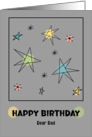 Happy Birthday Dad Mid Century Modern Space Age Retro Atomic Stars card