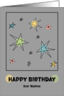 Happy Birthday Nephew Mid Century Modern Space Age Retro Atomic Stars card