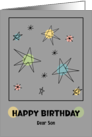 Happy Birthday Son Mid Century Modern Space Age Retro Atomic Stars card