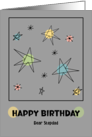 Happy Birthday Stepdad Mid Century Modern Space Age Retro Atomic Stars card