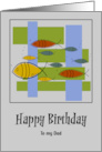 Happy Birthday Dad Mid Century Modern Retro Fish Marine Ocean Aquatic card