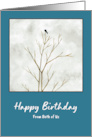 Happy Birthday From Couple Lone Black Bird Tree Limbs Cloud Watercolor card