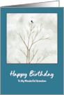 Happy Birthday Grandson Lone Black Bird Tree Limbs Clouds Watercolor card