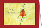 Happy Birthday General Red Moth Nature Insects Watercolor Painting card