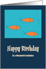 Happy Birthday Godfather School of Fish Hook Fishing Retro Mid Century card