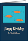 Happy Birthday Godson School of Fish Hook Fishing Retro Mid Century card