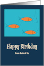 Happy Birthday From Couple School of Fish Hook Fishing Retro MCM card