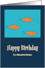 Happy Birthday Brother School of Fish Hook Fishing Retro Mid Century card
