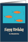 Happy Birthday Son School of Fish Hook Fishing Retro Mid Century MCM card
