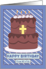 Happy Birthday From Group Christian Church Chocolate Cake Candle Cross card