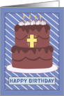 Happy Birthday General Church Christian Chocolate Cake Cross Candles card