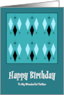 Happy Birthday Father Mid Century Modern Diamonds Stars Pattern MCM card
