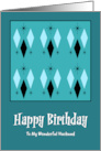 Happy Birthday Husband Mid Century Modern Diamonds Stars Pattern MCM card