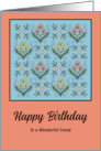 Happy Birthday Friend Art Nouveau Flowers Floral Botanical Pattern card