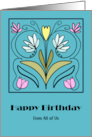 Happy Birthday From Group Art Nouveau Flowers Floral Botanical Vines card