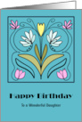 Happy Birthday Daughter Art Nouveau Flowers Floral Botanical Ornate card