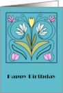 Happy Birthday General Art Nouveau Flowers Floral Botanical Ornate card