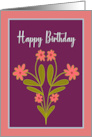 Happy Birthday General Pink Flowers Wildflowers Floral Botanical Art card