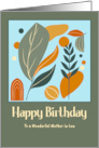 Happy Birthday Mother in Law Boho Botanical Leaves Plants Organic Art card