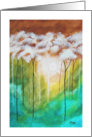 Birthday, Abstract Art Landscape Painting, Skinny Trees, Frosty Morn card