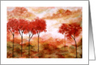 Valentine Romance, Abstract Landscape Art, Red Skinny Trees card