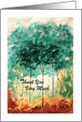 Thank You, Abstract Landscape Art, Skinny Trees Park Painting card