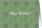 Happy Birthday, Green Circles, Vintage Retro Design card