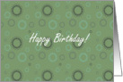 Happy Birthday Blank, Green Circles, Vintage Retro card