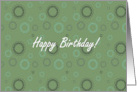 Happy Birthday Blank Card Green Circles Vintage Retro Shapes Pattern card
