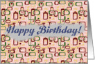 Happy Birthday For A Woman, Retro Design, Circles and Squares card