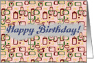 Happy Birthday Blank, Retro Design, Circles and Squares card