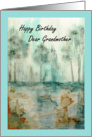 Happy Birthday Dear Grandmother, Abstract Landscape Art, Painting card