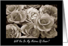 Cousin Matron Of Honor Request Sepia Roses Bouquet card