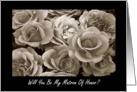 Best Friend Matron Of Honor Request Sepia Roses Bouquet card