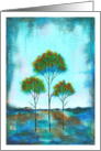 Blessings, Abstract Landscape Art, Tall Skinny Trees, Rustic Painting card