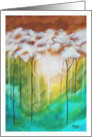Dawns Early Light, Abstract Landscape Art, Tall Skinny Trees card