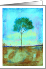 Individual, Landscape Abstract Art Painting, Lone Tall Skinny Tree card