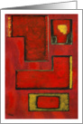 Detached, Abstract Expressionist Art, Red, Black and Gold Forms card