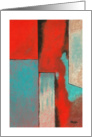The Corners Of My Mind, Abstract Art Painting, Red, Aqua, Black card